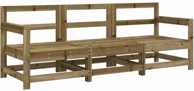 Berkfield Home 3 Piece Brown Pine Wood Garden Lounge Set