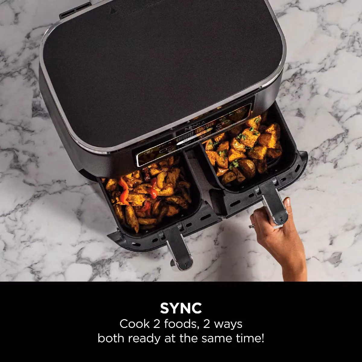 Ninja Foodi 4-in-1 Dual Zone Air Fryer 7.6L AF200UK, Black – 2