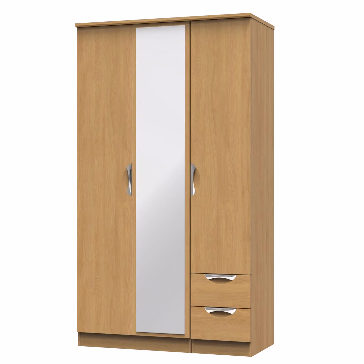 2 U Holborn Ready Assembled Tall Triple Mirror Wardrobe with Integrated Drawers in Brown – 2
