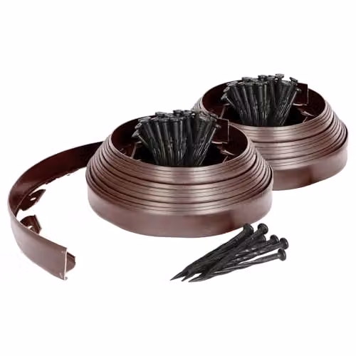 Harbour Housewares 20m Flexible Plastic Lawn Edging in Brown with 80 Pegs – 1