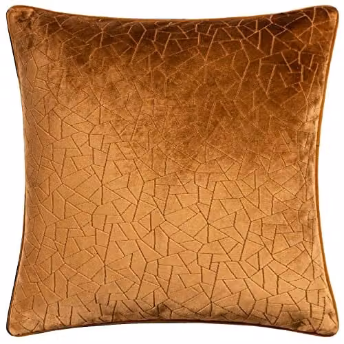 HOEM Malans Cut Velvet Piped Cushion in Bronze, W/D/H: 45 x 45 x 45 cm – 1