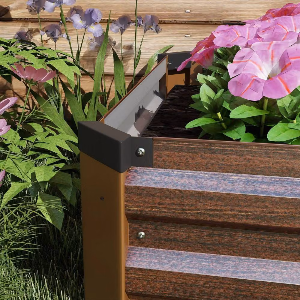 KORVIXA Brown Galvanised Steel Raised Garden Bed W/D/H: 60 x 60 x 30 cm – 4