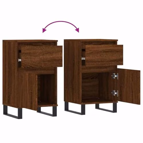 vidaXL Set of 2 Industrial Sideboards in Brown Oak, W/D/H: 40 x 35 x 70 cm – 4
