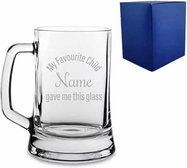 Uniqueful Personalised My Favourite Child Gave Me This Glass Engraved Beer Mug in Clear