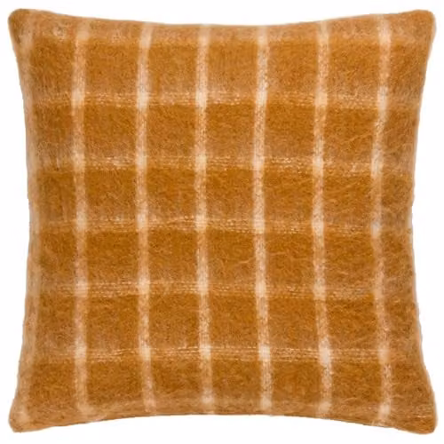 Riva Home Checked Square Cushion, Orange and Multicolour, W/D/H: 45 x 45 x 45 cm