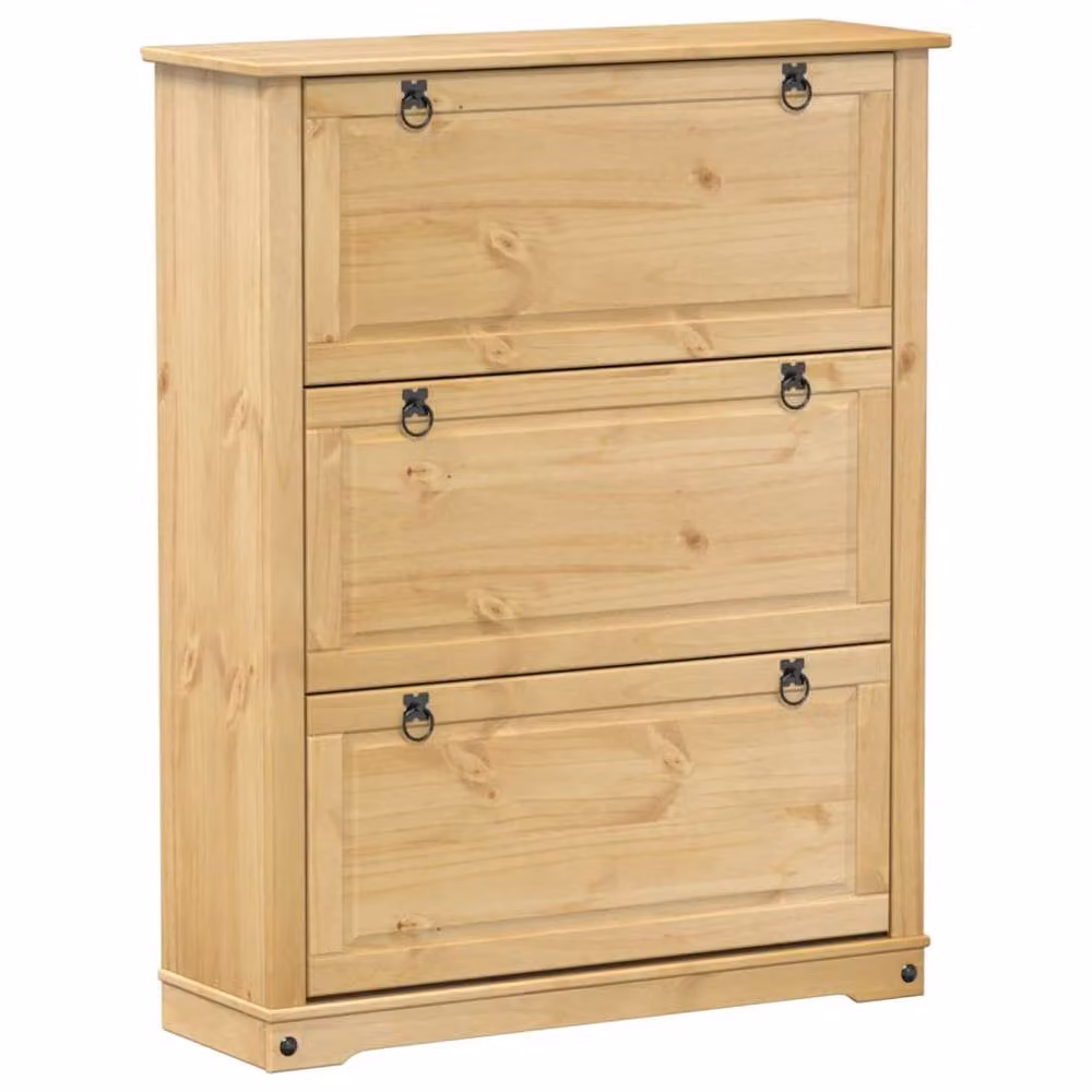 Berkfield Home Corona Shoe Cabinet in Brown Solid Wood Pine, W/D/H: 99 x 32 x 124.5 cm – 2