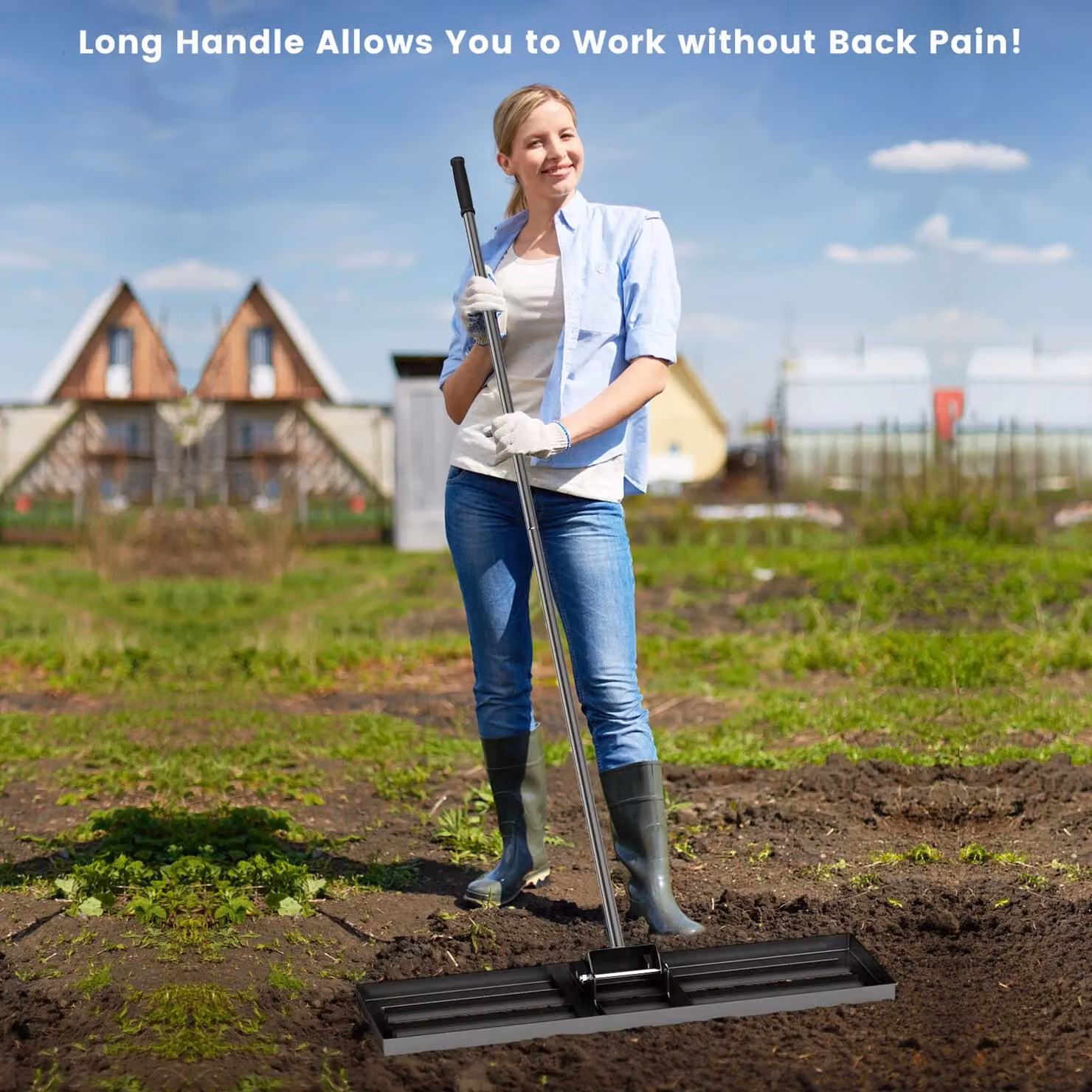 Gymax Heavy Duty Lawn Leveling Rake in Black – 7