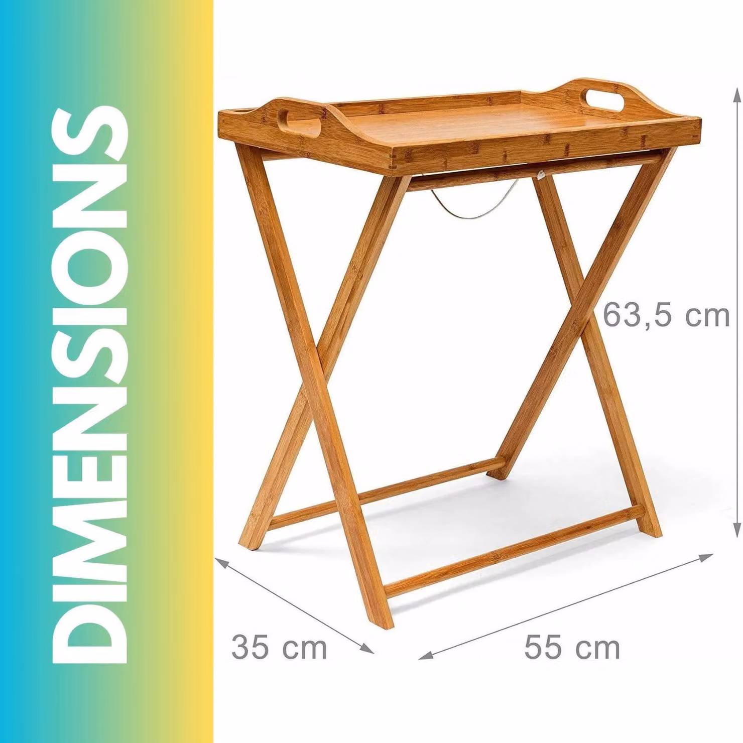 Pirlo Plush Bamboo Folding Side Table with Detachable Serving Tray in Natural – 2
