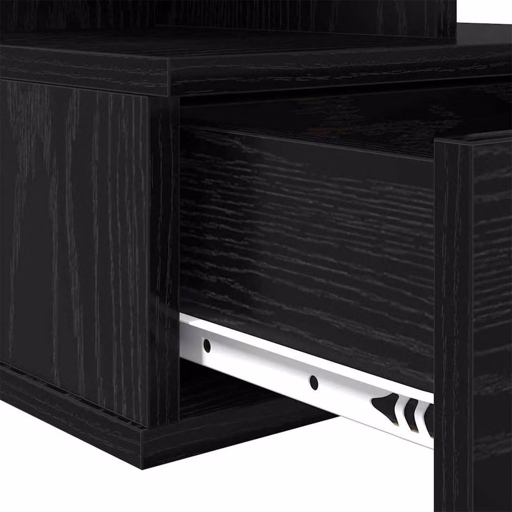 Berkfield Home Set of 2 Floating Nightstands in Black Oak, W/D/H: 40 x 31 x 27 cm – 8