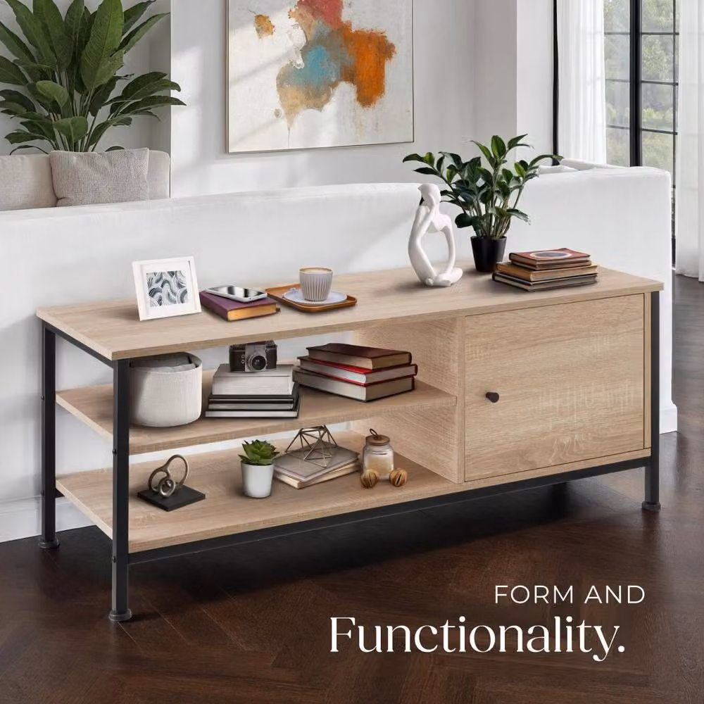 tectake Durban TV Stand in Light Brown – 5