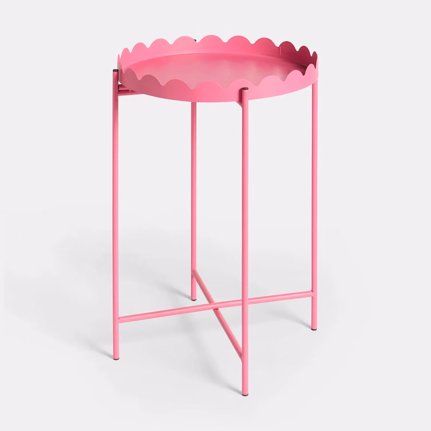 OHS Scallop Edge Coffee Table with Metal Frame in Bright Pink – 2