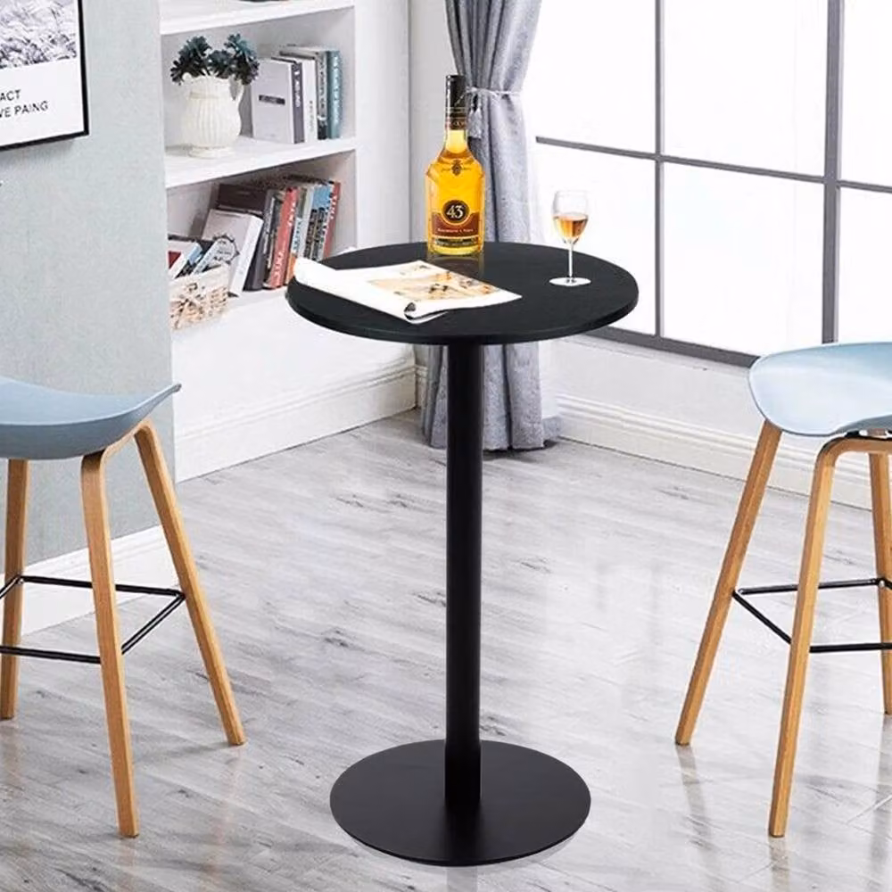 KORVIXA Round Steel Pedestal Table Leg Base in Black, Diameter: 52 cm, Height: 75 cm – 4