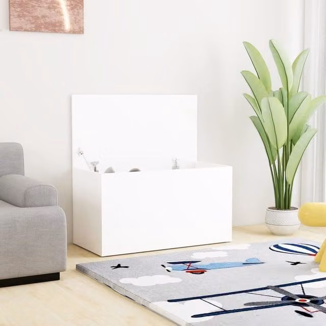 Berkfield White Storage Chest in Engineered Wood W/D/H: 84 x 42 x 46 cm
