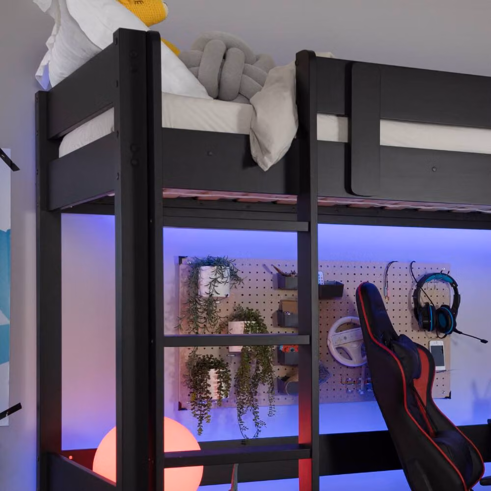 Nöa and Nani Storm Gaming Station High Sleeper Cabin Bed in Black, Single, W/D/H: 90 x 190 cm – 3