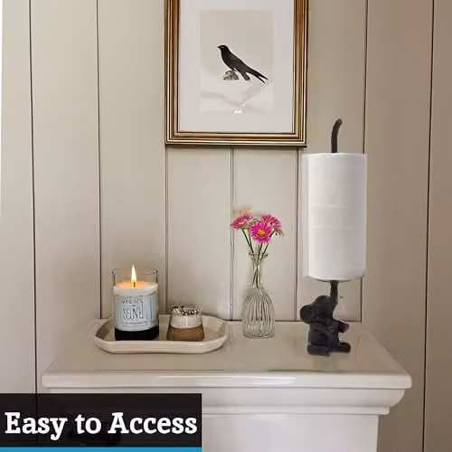 Orsina Black Elephant Freestanding Metal Toilet Roll Holder – 3