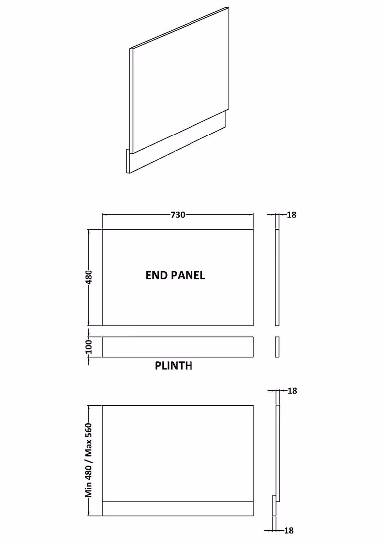 Balterley Grey MFC Bath End Panel and Plinth