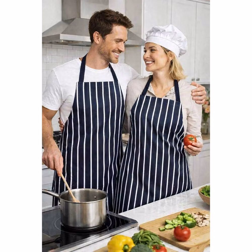 FLAVORA Unisex Waterproof Chef Apron in Navy Blue with Adjustable Strap, 100 cm – 3