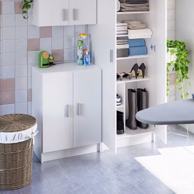 VITA White 2 Door Freestanding Utility Storage Cabinet with Internal Shelves