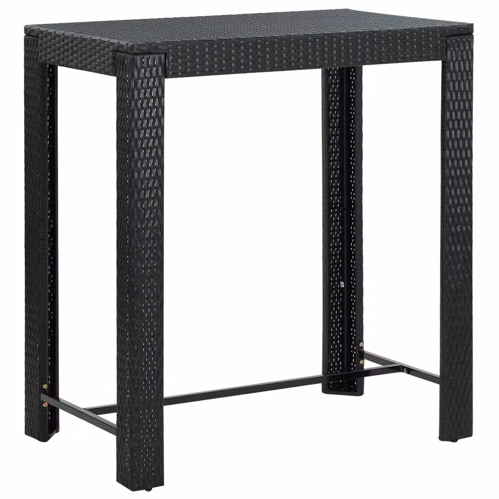 Berkfield Home 5 Piece Garden Bar Set in Black Poly Rattan and Solid Acacia Wood – 3