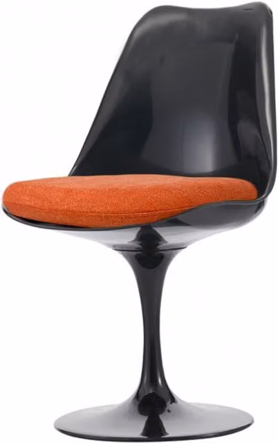 Fusion Living Modern Swivel Dining Chair in Black and Orange Velvet Fabric