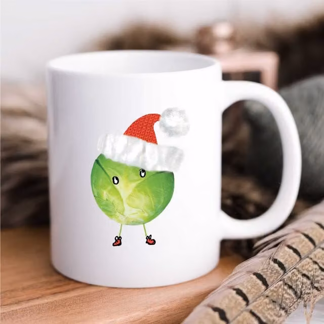 60 SECOND MAKEOVER Sprout Santa Hat Ceramic Mug in White