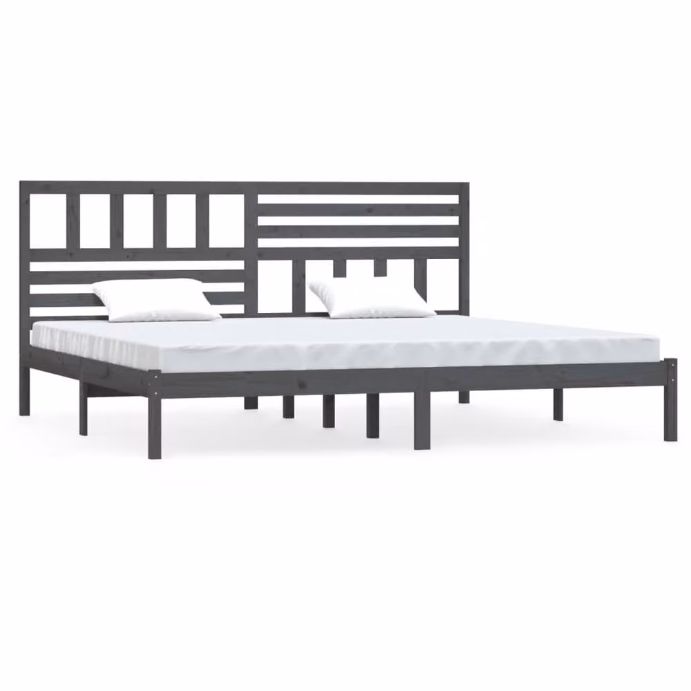 Berkfield Home Beautiful Bed Frame in Grey Solid Pine, W/D/H: 200 x 100 x 206 cm – 3