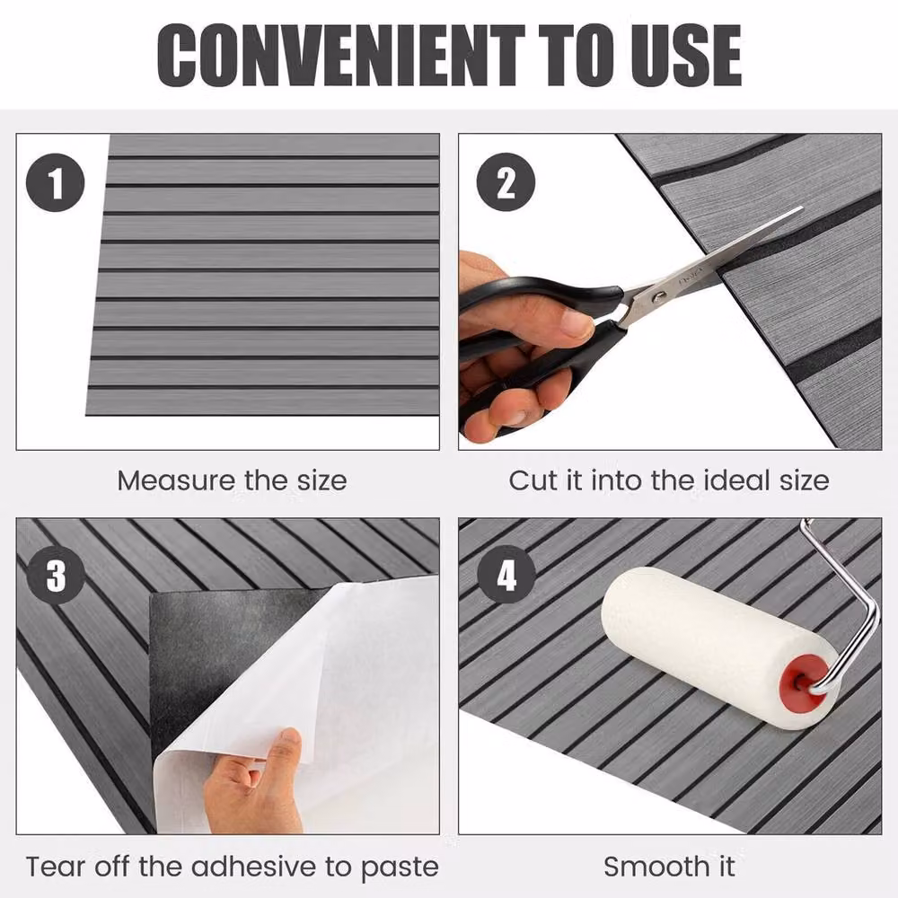 NESTLUNE Non-Slip EVA Foam Boat Flooring Decking Sheet, Grey, W: 52 cm, L: 1000 cm – 4