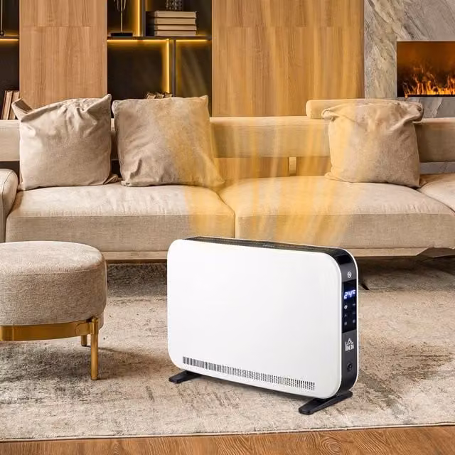 HOMCOM Portable White Convector Heater with 24H Timer and Adjustable Thermostat – 1