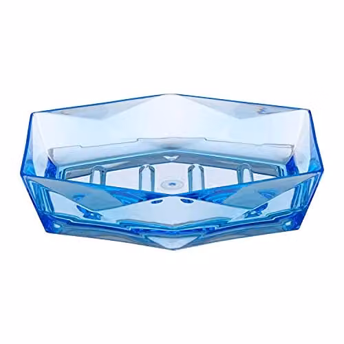 Premier Housewares Blue Acrylic Soap Dish with 3D Design, W: 12 cm, H: 15 cm, D: 4 cm