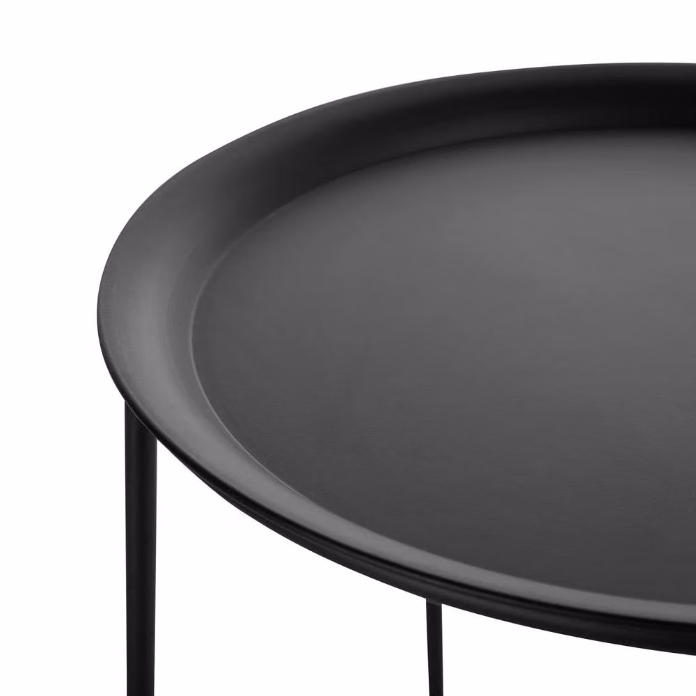 Wyld and Coco Black Metal Nesting Tables, Set of 2 Round Tray Tops – 4
