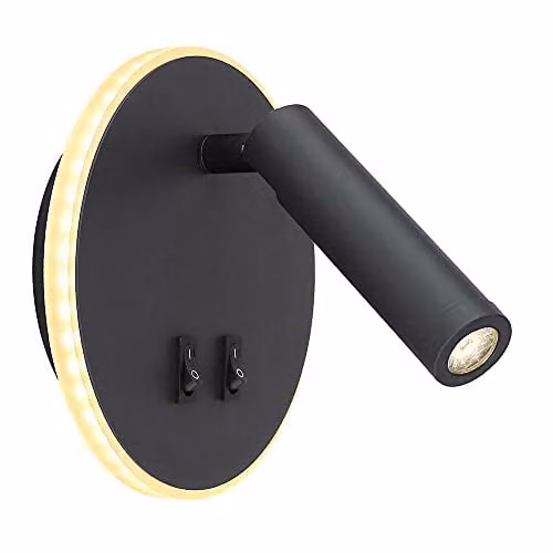 Globo Lighting Black LED Adjustable Reading Wall Light for Living Rooms with Warm White 3000K Light