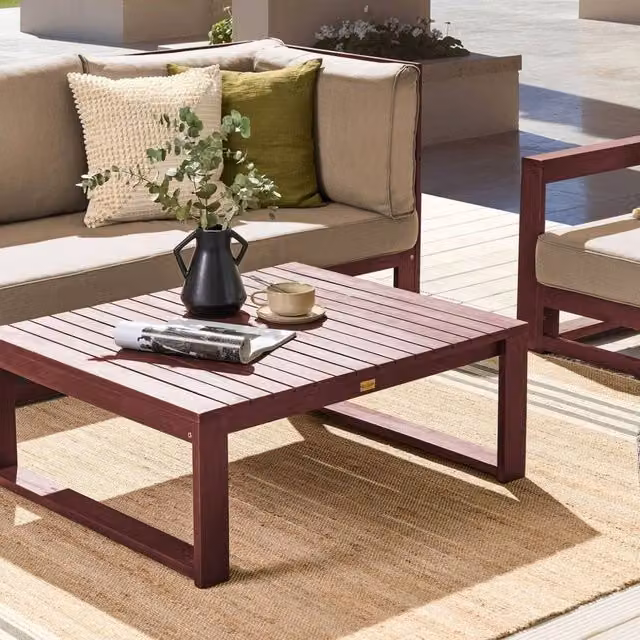 Wyld and Coco Acacia Wood Outdoor Coffee Table, Brown, W: 90 cm, D: 75 cm, H: 75 cm – 1