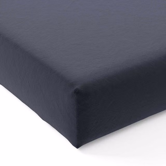 Bedeck of Belfast 200 Thread Count Cotton Percale Single Fitted Sheet, Blue, W: 90 cm, L: 200 cm