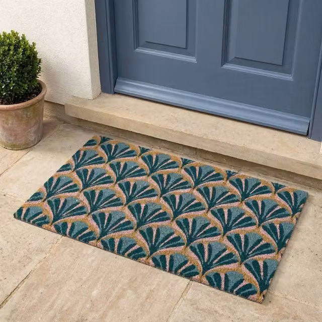Madison & Mayfair Art Deco Coir Doormat in Blue and Multicolour, W: 44 cm, D: 75 cm – 1