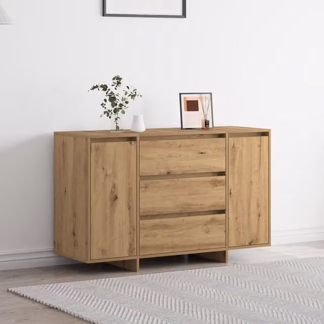 Berkfield Home Artisan Oak Solid Wood Sideboard in Brown – 1