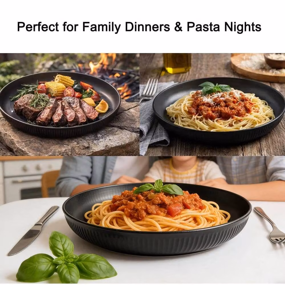 Kelvenix 4-Piece Set of Grey Deep Pasta Bowls – 3