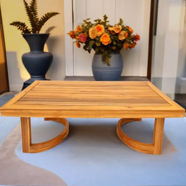 Direct Wicker Acacia Wood Garden Coffee Table in Brown – 1