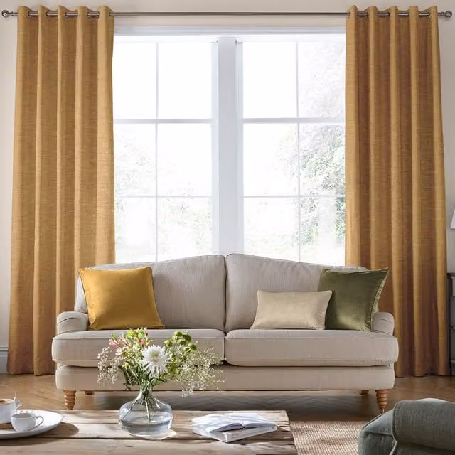 Laura Ashley Swanson Made to Measure Blackout Eyelet Curtain Panel in Amber