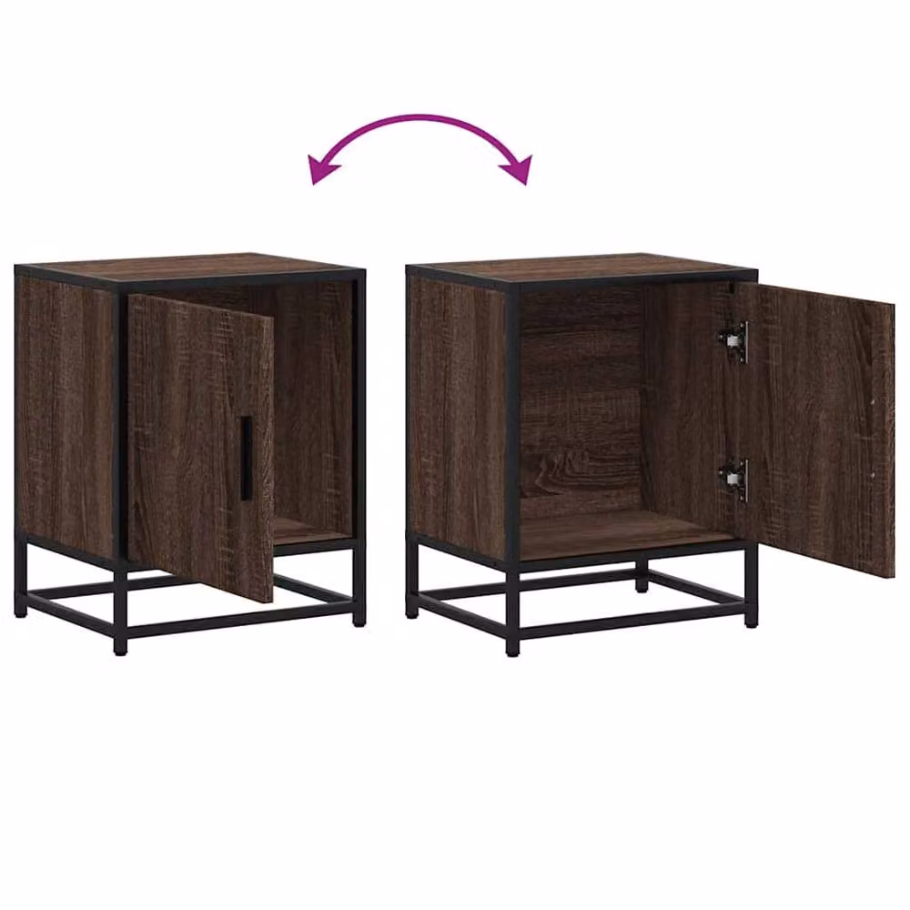 Berkfield Home Set of 2 Classic Bedside Cabinets in Brown Oak, W/D/H: 40 x 31 x 50 cm – 6