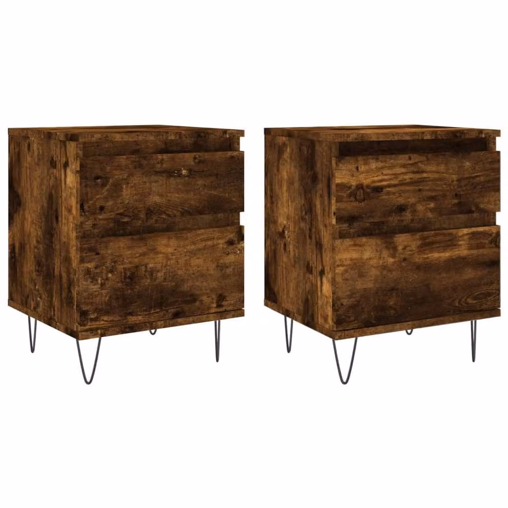 Berkfield Home Modern Bedside Cabinets, 2 Piece Set in Smoked Oak Brown, W/D/H: 40 x 35 x 50 cm – 2