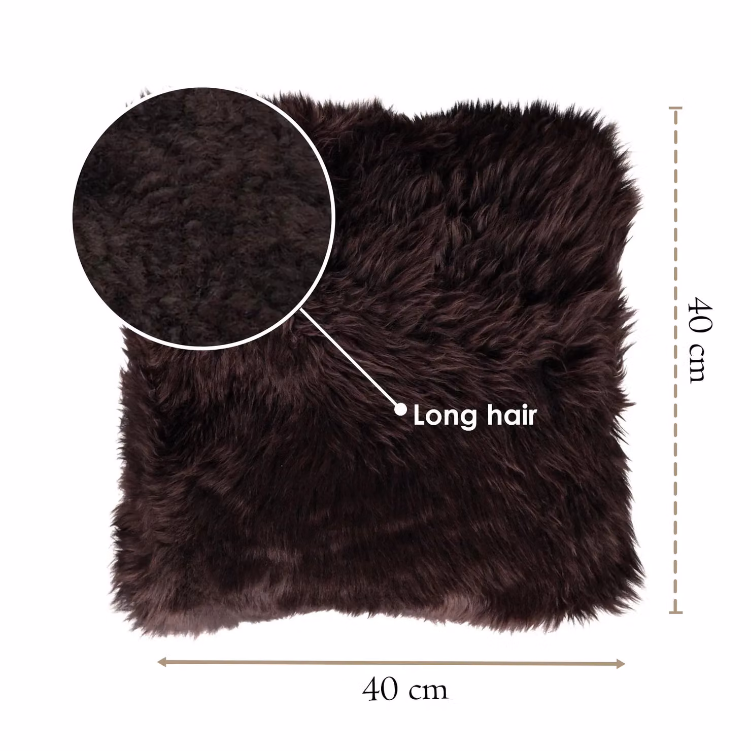 Infinity Leather Brown Genuine Sheepskin Wool Cushion, W/D/H: 40 x 40 x 40 cm – 2