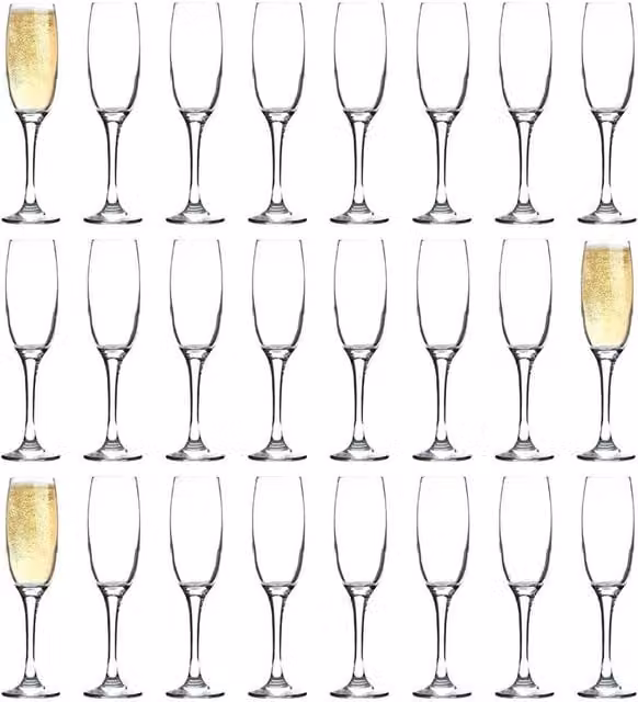 Argon Tableware Set of 24 Clear Champagne Flute Glasses, 220ml – 1