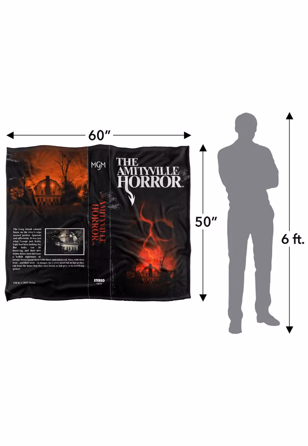 LOGOVISION Amityville Horror VHS Logo Super Soft Microfibre Throw Blanket, White and Multicolour, W: 152 cm, D: 127 cm – 8