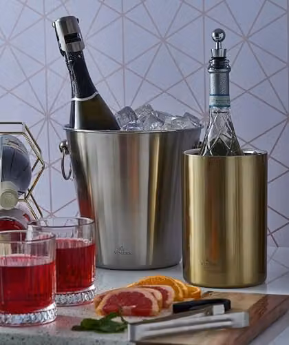 Viners Double Wall Stainless Steel Wine Cooler in Gold, 1.3 l – 2