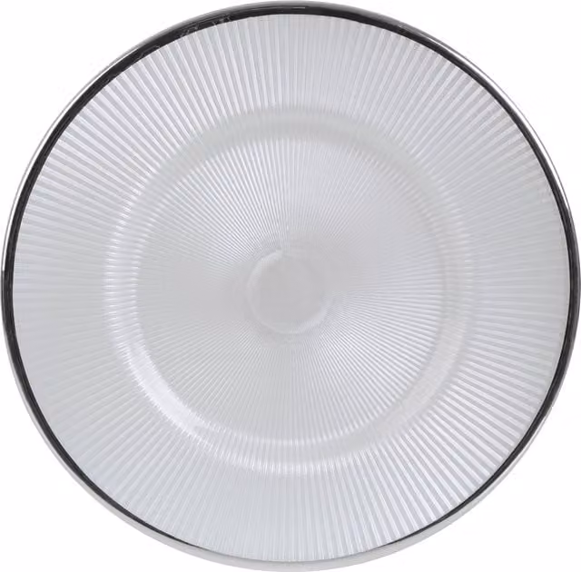 Orsina Ida White Embossed Geometric Glass Dinner Plate, Diameter: 27 cm – 1