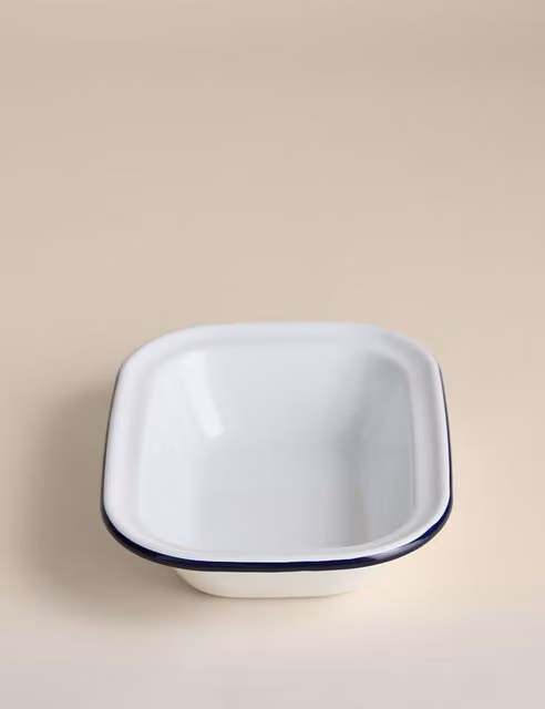 M&S Enamel Pie Dish, Blue and White, 24 cm