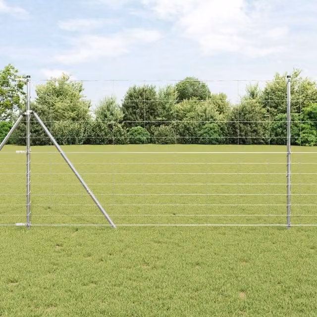 Berkfield Home Field Fence Galvanised Steel in Silver, H 140 cm x L 50 m – 1