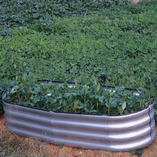 Havendro Galvanised Steel Raised Planter in Silver, W: 182 cm, D: 61 cm, H: 30 cm