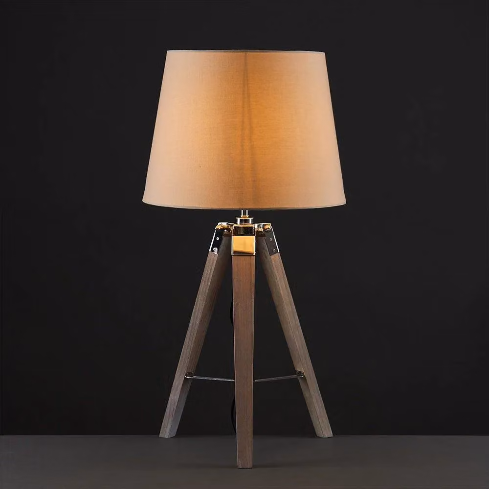 ValueLights Clipper Pair of Modern Brown and Wood Table Lamps – 2