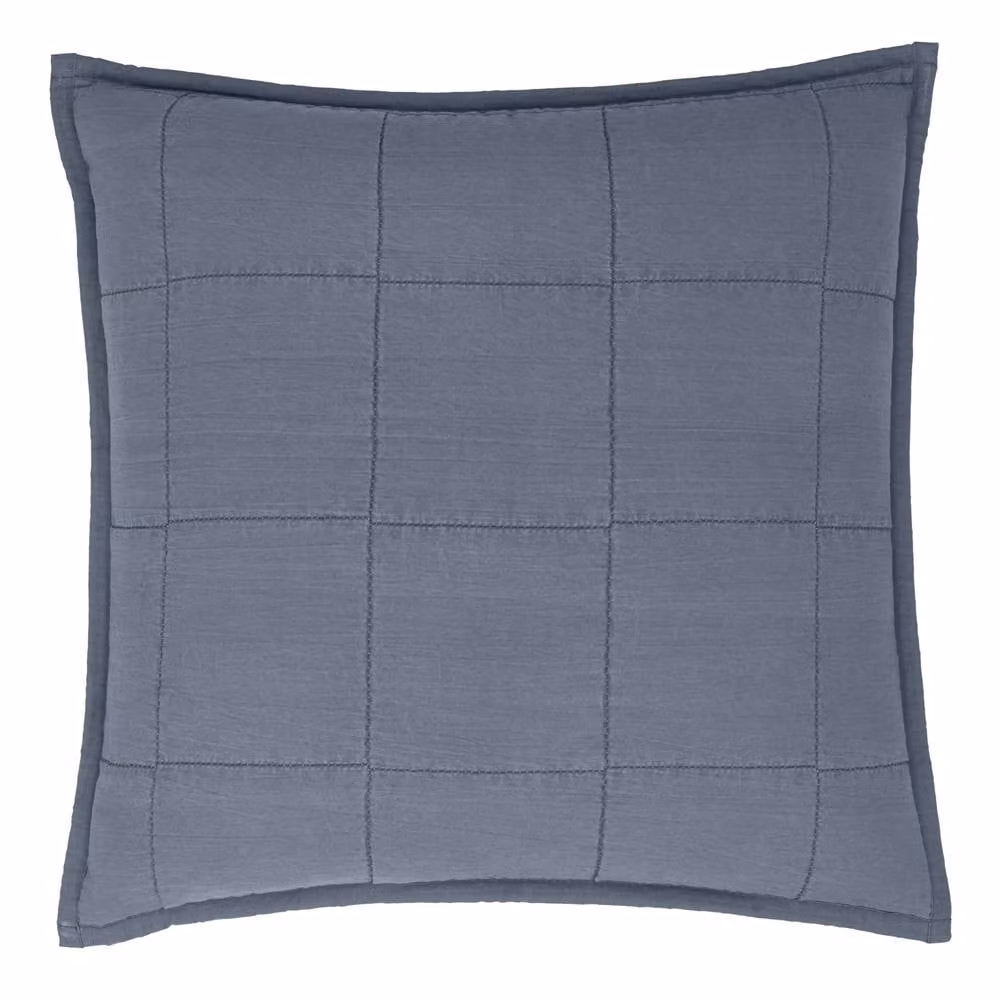 Yard Hebden Quilted Washed Cotton Square Cushion in Blue, W/D/H: 55 x 55 x 55 cm – 2